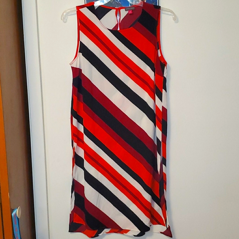 🐍 Vince Camuto Striped Sleeveless Midi Dress - Picture 1 of 7